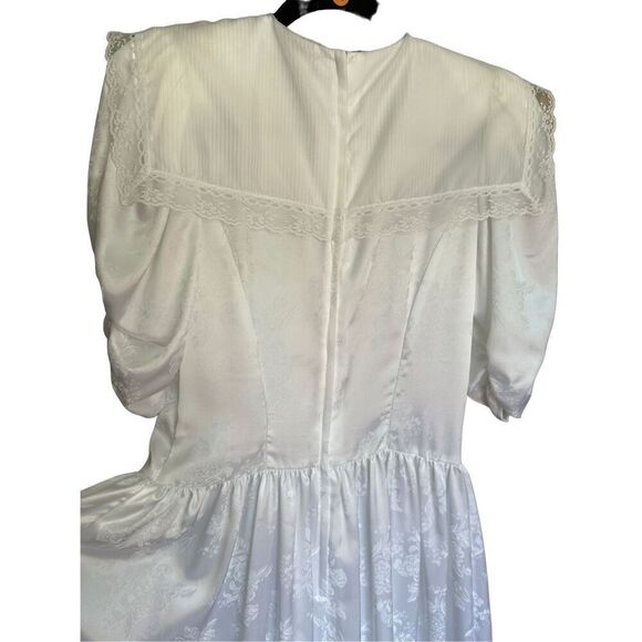 Vintage Gunne Sax Jessica McClintock White Satin w/ Lace overlay collar wedding - Picture 11 of 16